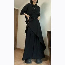 Women Loose Wide Leg Pants Japanese Culottes Straight Trousers Unisex
