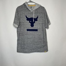 Under Armour Project Rock Terry Short Sleeve Hoodie Men  s Large Gray Blue