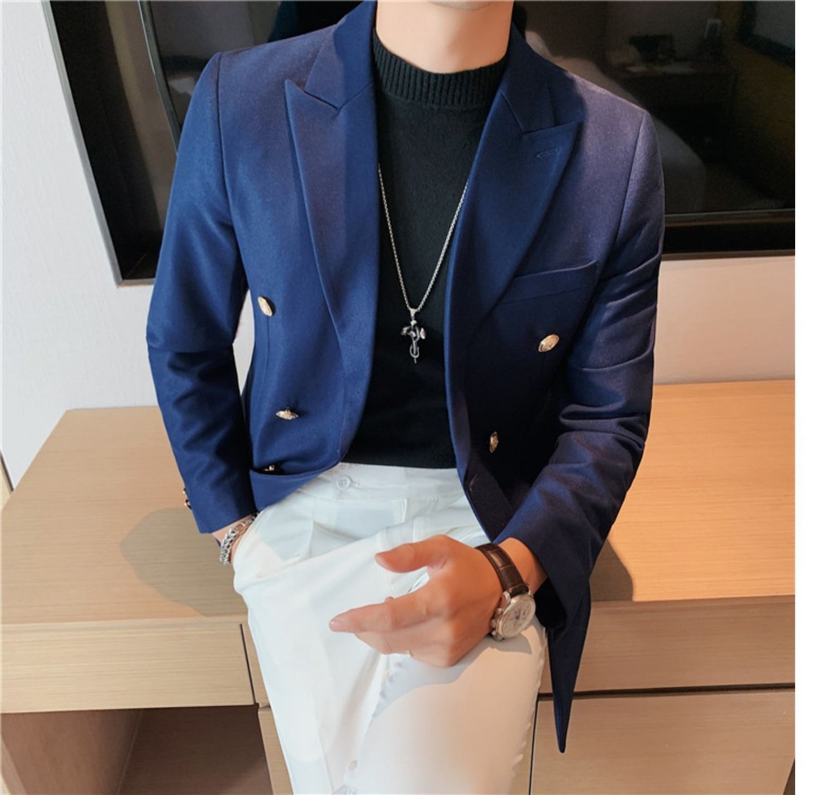 Men's High-end Classic Coats Double-breasted Lapel Collar