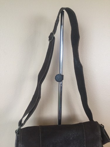 Le Donne Messenger Bag Purse Leather Dark Brown Size 13” Wide X 14” H - Picture 3 of 10