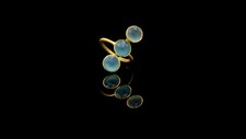 Three Stone Aqua Chalcedony Gold Ring