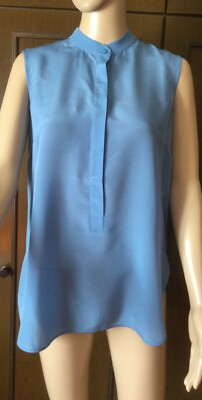 Sleeveless silk blouse WEEKEND Max Mara Woman, color blue, size S, 100% silk