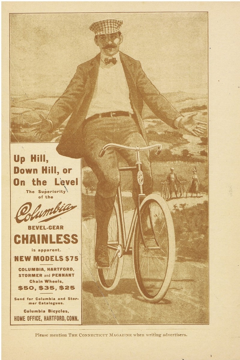 1900 Columbia Chainless Bicycle Up Hill, Down Hill, or on the