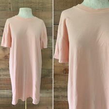 Madewell Women's T-Shirt Dress Size Medium Cotton Short Sleeve Peach Crew