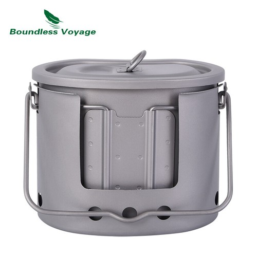 Camping Titanium Pot Wood Stove Set 2 in1 Outdoor Canteen Cup Hanging Pot Burner - Picture 7 of 8