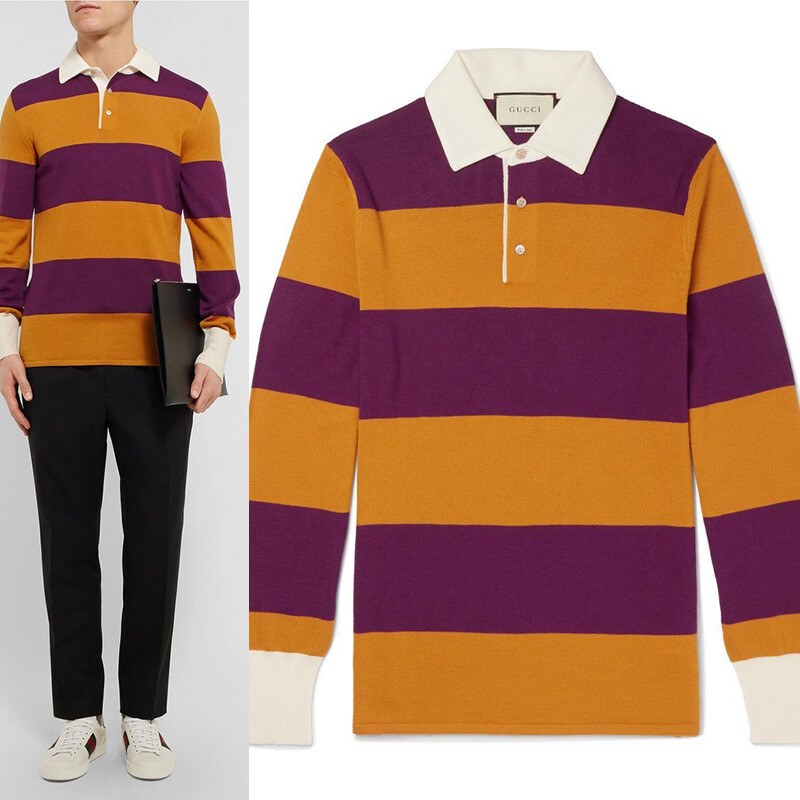 XXL NEW $1,250 GUCCI RUNWAY Mens Stripe 100% WOOL Thanatos Sweater