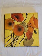Pumpkin Poppies II Box Frame Wall Art Print On Canvas Shirley Novak 11.5 x 11.5