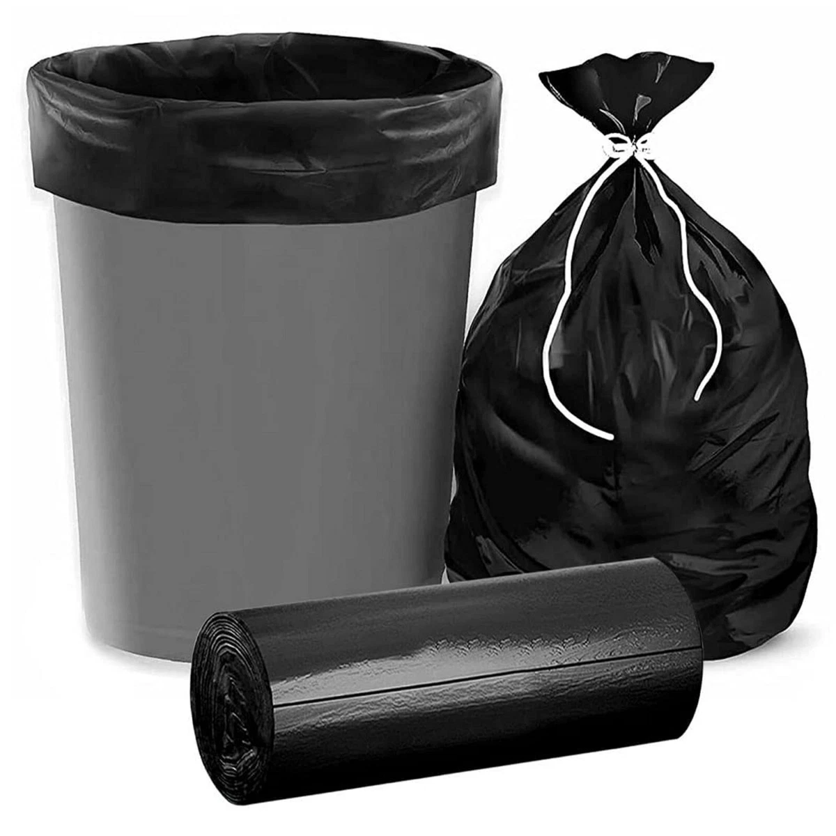 Plastic Dustbin Bags Medium Size For Home 30 Bags Roll Black Color