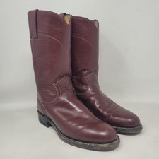 VTG Justin Boots 5B Burgundy Red Leather Western Roper Cowgirl Rodeo USA L3068