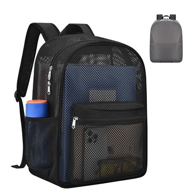 Heavy Duty Semi-Transparent Mesh Backpack，See Through College Student Backpack