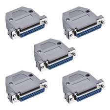 5Pack DB25 Female Connector Set 2 Row 25 Hole with Gray Hoods, Blue