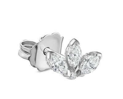 Maria Tash Weißgold gravierter Diamant Lotus Ohrstecker 4 mm UVP 1705 £ NEU