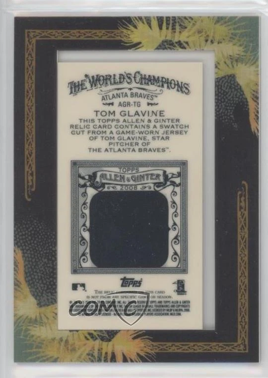 2008 Topps Allen & Ginter's Framed Mini Relics Tom Glavine #AGR-TG HOF - Image 2 of 2