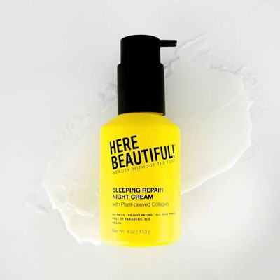 Here Beautiful Sleeping Repair Night Cream with Plant Collagen 4oz Vegan New