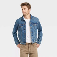 Men's Big & Tall Midwash Denim Trucker Jacket - Goodfellow & Co