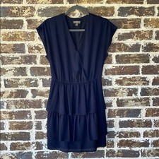 J. Crew Point Sur Tiered Ruffle Mini Dress Navy Blue Size 4