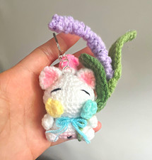Handmade Crochet Cat Keychain Charm w/ Metal Key Ring, Yarn - Multicolor