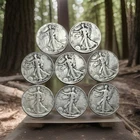 Lot of 8 Walking Liberty Half Dollars 90% Silver Coins  1937-1946