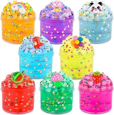 8 Pack Clear Crystal Slime Kit for Kids, Jelly Cube Crunchy Making Kit... 