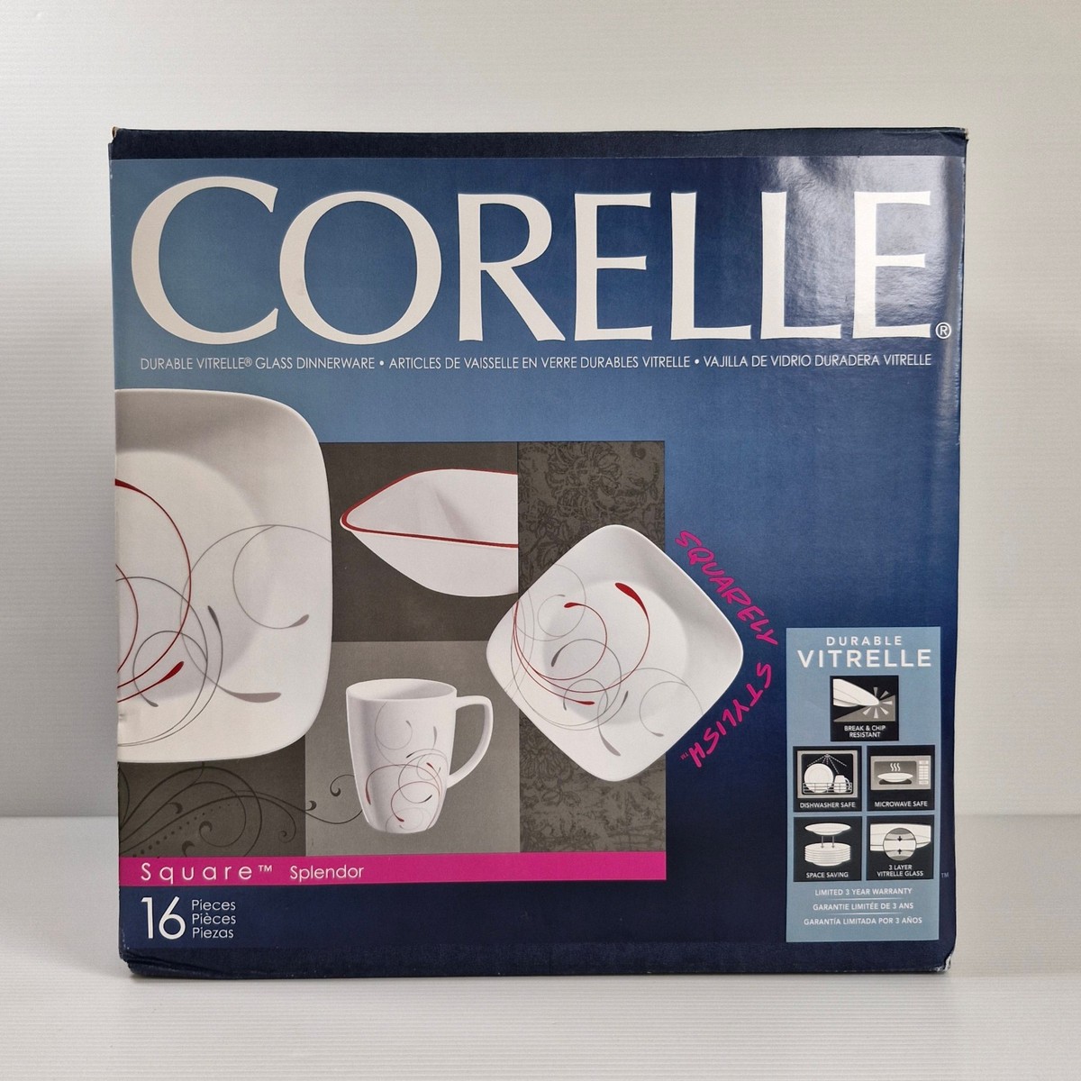Corelle Square Splendor New Sealed 16 Piece Dinnerware Set For