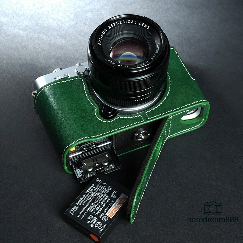 Medio estuche hecho a mano para Fujifilm XE5 X-E5 cuero genuino cámara cubierta inserto TP Foto 4 de 4