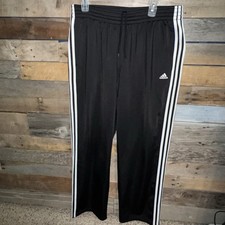 Adidas Mens Track warm up Pant Black White 3 Stripe XL Sweatpants baggy wide leg