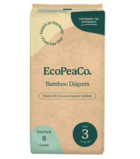 EcoPeaCo Bamboo Diapers Size 3 16-28 lbs Trial Pack 8 Count Sensitive Skin New