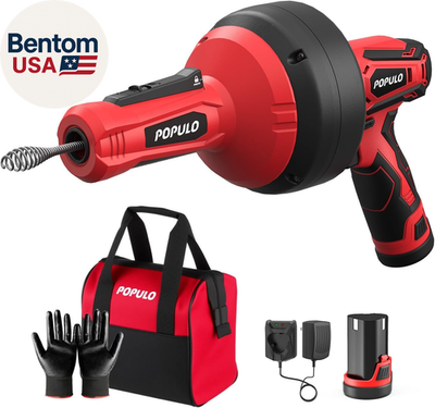 #ad 12V Cordless Electric Drain Auger Auto Feed Plumbing Snake Drain for Unclog Sin $113.40