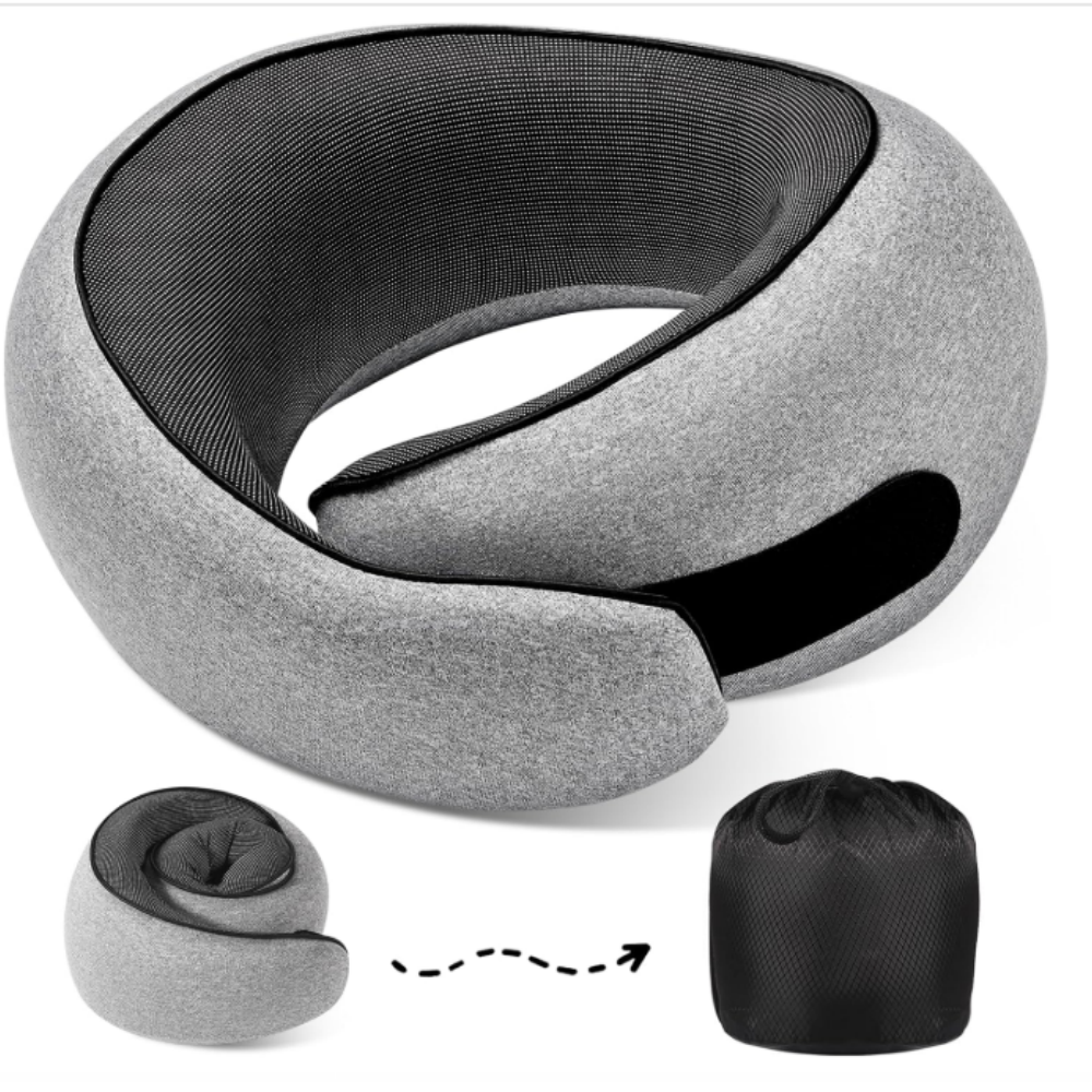 Memory Foam Travel Neck Pillow - Compact Ergonomic Support for Comfort on the Go
