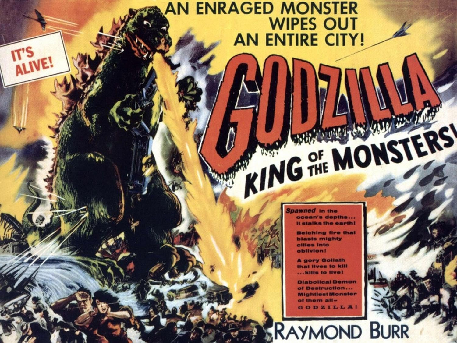 Vintage 1956 Godzilla King of the Monsters UK Movie Poster Wall Art Print 16x12 Inches-image