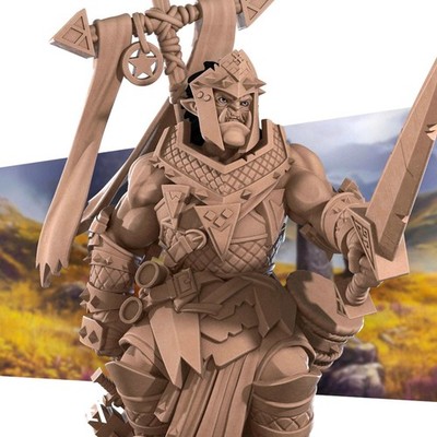 Half-Orc Warpriest | TABLETOP SCALE | D&D Pathfinder TTRPG Miniature | Bite the