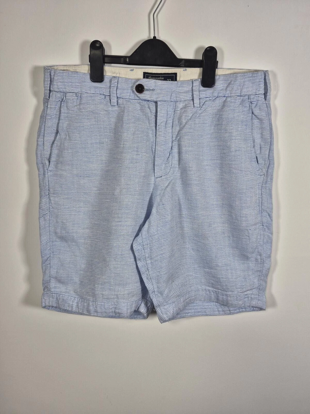 VTG Abercrombie & Fitch Linen Shorts W32 Hickory Stripe Lightweight Relaxed Fit