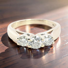 ESTATE SOLID 14K YELLOW GOLD NATURAL DIAMOND 3 STONE RING SIZE 9.25 #8079 — photo 1