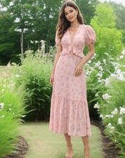 NWT 6 LoveShackFancy X Target Fleur MIdi dress Pink Melon Romantic Whimsy fairy