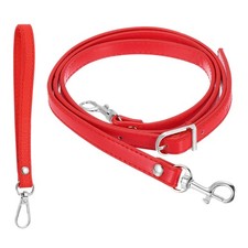 41-49 Inch Adjustable PU Leather Purse Strap with Wristlet, Red/Silver