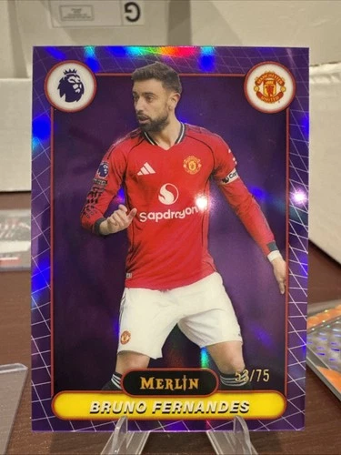 2026 Topps Merlin Premier League Bruno Fernandes Purple Refractor /75 #134 Man U
