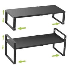 Expandable,Stackable Spice Rack,Seasoning Organizer and MEDIUM 2 Packs/Black