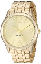 Nine West Womens NW/1578CHGB Champagne Dial Gold-Tone Bracelet Watch
