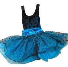 Black  blue Polka Dot Dance Costume Weissman Leotard Tutu Jazz Tap"