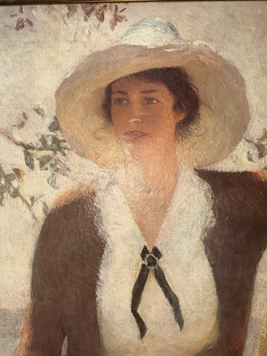  My daughter Elizabeth   Signed Oil Paint canvas /Gold leaf frame. F.W. Benson 