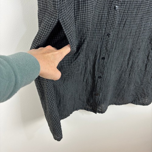 Eileen Fisher Puckered Organic Linen Shirtdress Large boxy loose sustainable - Picture 4 of 7