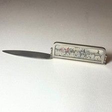 Antique Letter Opener 1920s Art Deco Handpainted Hunt Hunting Scene