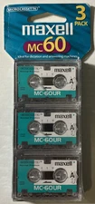 Maxell 3 Pack MC-60UR Microcassette Tapes New Sealed 60 Minute