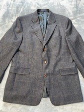 Daniel Cremieux Gray Blazer Sport Coat Suit Jacket Mens Sz 44R Check Made In USA