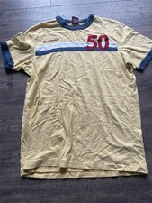 Abercrombie XL Yellow Blue Graphic Print Logo Number 50 Crew Neck Cotton T-Shirt