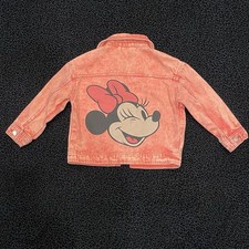 Disney Junior Girls Denim Jacket Pink Minnie Mouse 4T Back to School Acid Wash