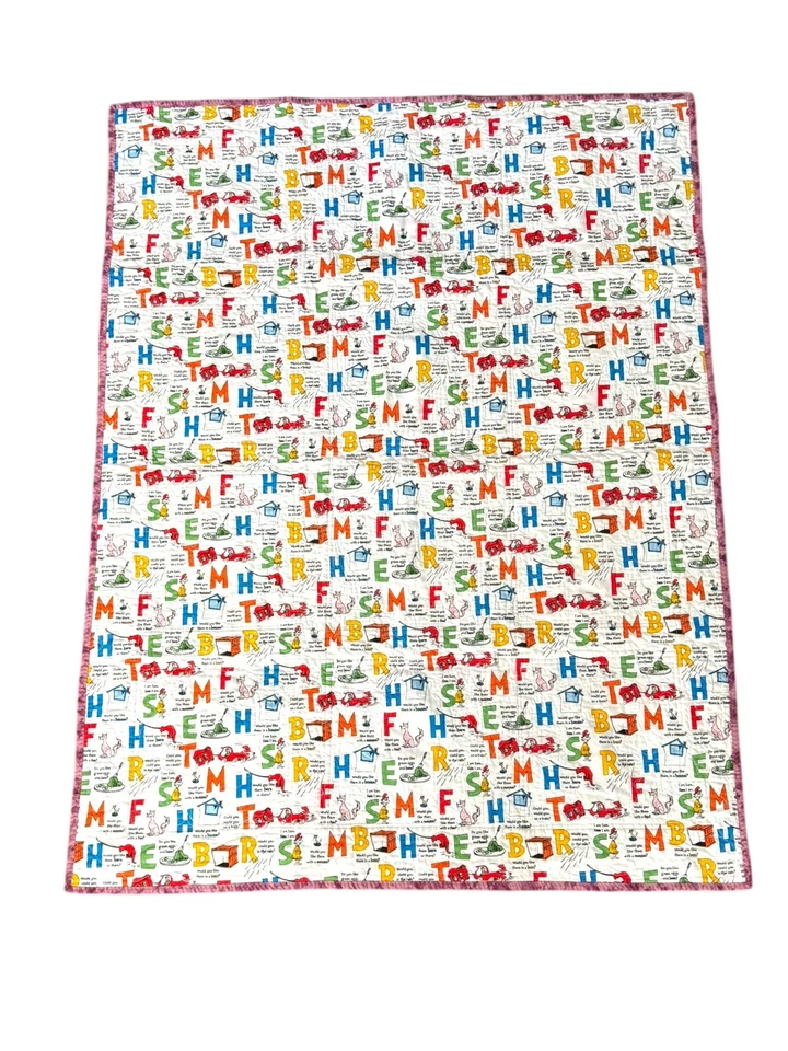 Handmade Reversible Baby Quilt – Precious Moments Front / Dr. Seuss Back 36x48 - Image 2 of 4