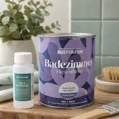 Rust-Oleum Fliesenfarbe Badezimmer 750 ml Mintgrün Seidenglanz inkl. Aktivator