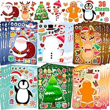 36 Sheets Christmas Stickers for Kids, Make Your Own Christmas Stickers