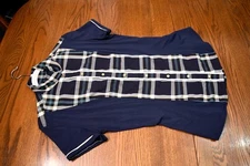 Le Fash, short sleeve show polo shirt, plaid Medium navy